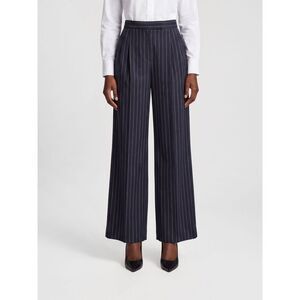 Max Mara Women Max Mara High-Waisted Pinstripe Wide-Leg Trousers In Wool Blend